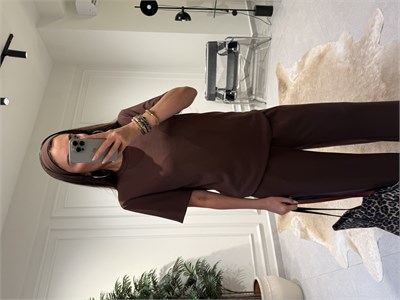 Kahve Bandana Aksesuarlı İkili Takım