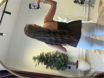 Kahve Çiçek Formlu Askılı Bluz