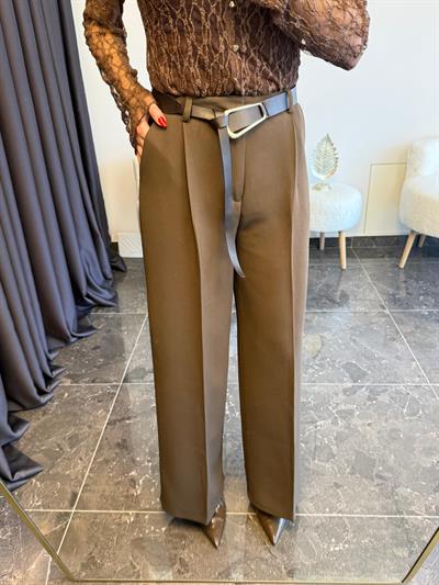Kahve Kemerli Palazzo Pantolon 