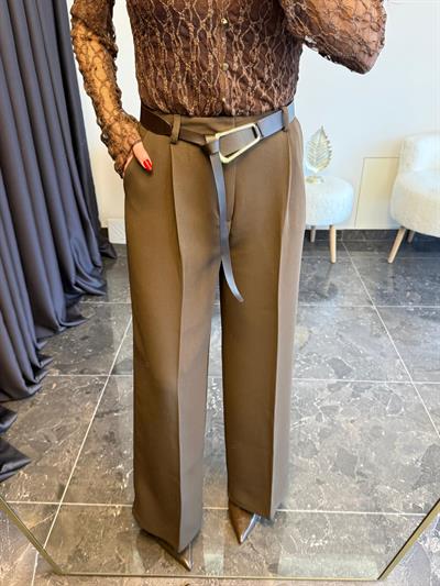 Kahve Kemerli Palazzo Pantolon 
