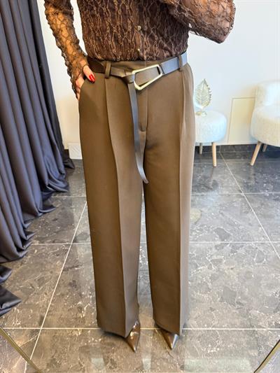 Kahve Kemerli Palazzo Pantolon 