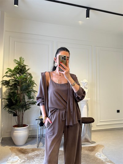 Kahve Örme Modal Üçlü Takım (önsipariş ürünüdür tahmini cıkış 10 nisan )