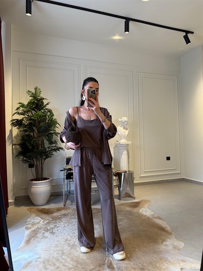 Kahve Örme Modal Üçlü Takım (önsipariş ürünüdür tahmini cıkış 10 nisan )