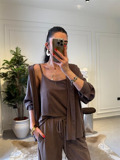 Kahve Örme Modal Üçlü Takım (önsipariş ürünüdür tahmini cıkış 10 nisan )