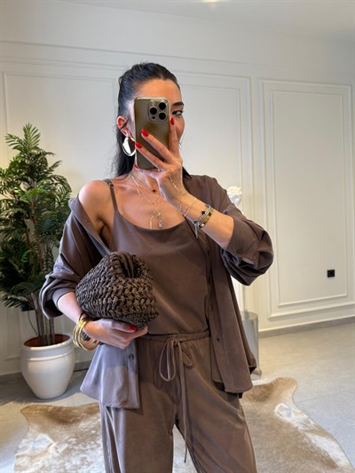 Kahve Örme Modal Üçlü Takım (önsipariş ürünüdür tahmini cıkış 10 nisan )