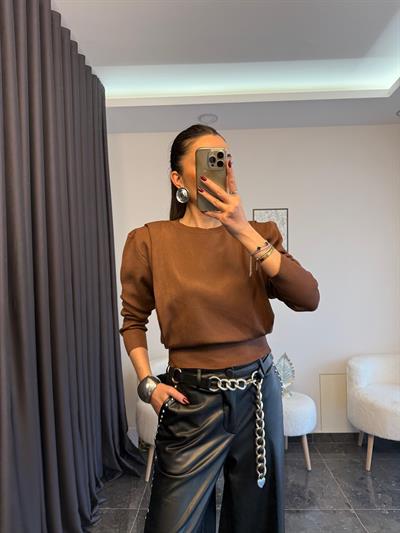 Kahve Vatkalı Triko