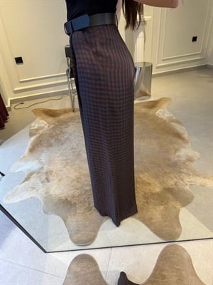 Kemerli Ekose Desen Pantolon 