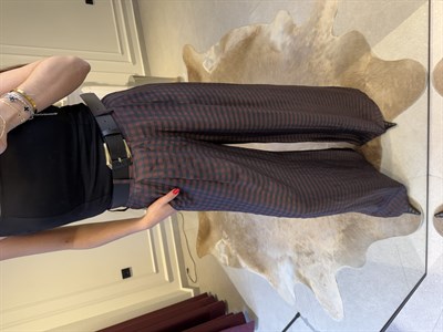 Kemerli Ekose Desen Pantolon 