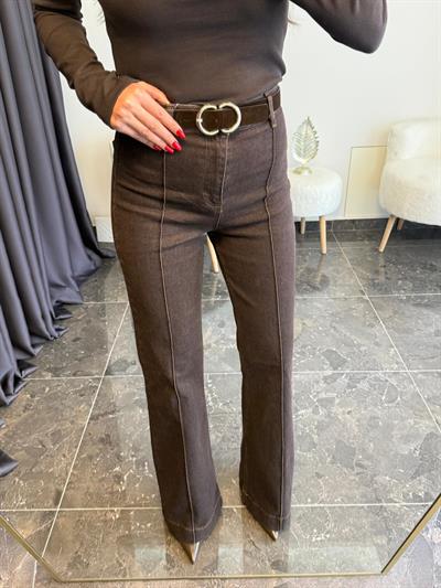 Kemerli İspanyol Paça Acıkahve Jean 