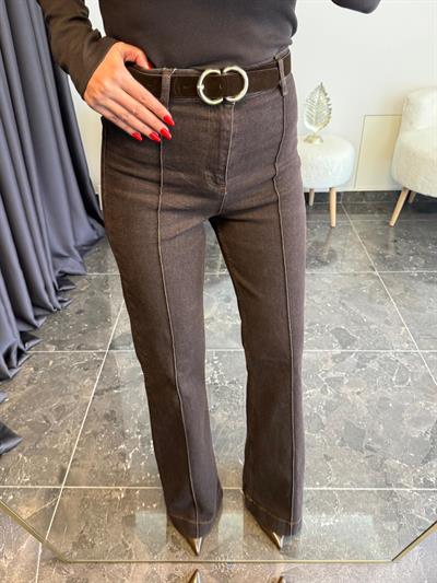 Kemerli İspanyol Paça Acıkahve Jean 