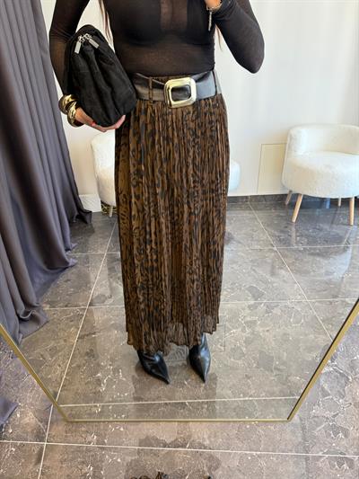 Kemerli Kraşlı Leopar Etek 