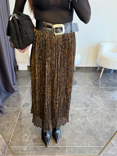 Kemerli Kraşlı Leopar Etek 