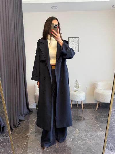 Lacivert Apoletli Trençkot (ÖNSİPARİŞ KARGO CIKIŞI tahmini 21 NİSAN )