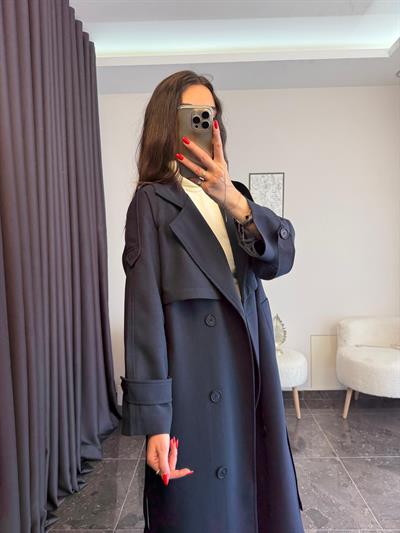 Lacivert Apoletli Trençkot (ÖNSİPARİŞ KARGO CIKIŞI tahmini 21 NİSAN )