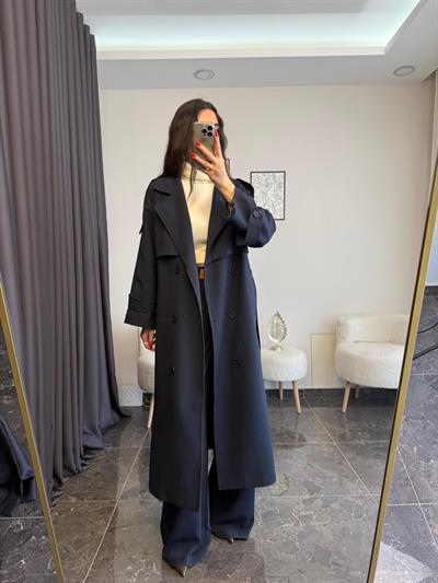 Lacivert Apoletli Trençkot (ÖNSİPARİŞ KARGO CIKIŞI tahmini 21 NİSAN )