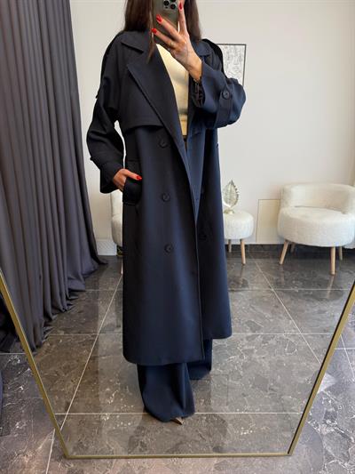 Lacivert Apoletli Trençkot (ÖNSİPARİŞ KARGO CIKIŞI tahmini 21 NİSAN )