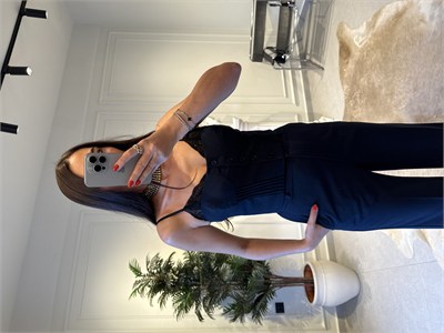 Lacivert Dantel Detaylı Büstiyer