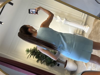 Mavi  Mini Etek