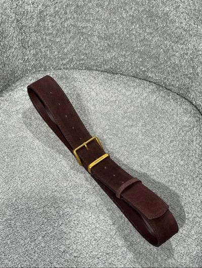 Miu Acı Kahve Gold Tokalı Süet Kemer