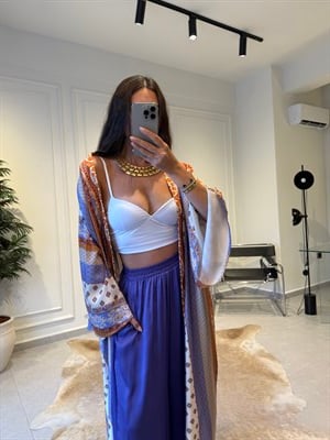 Mor Desenli Kimono
