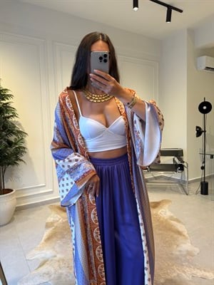 Mor Desenli Kimono