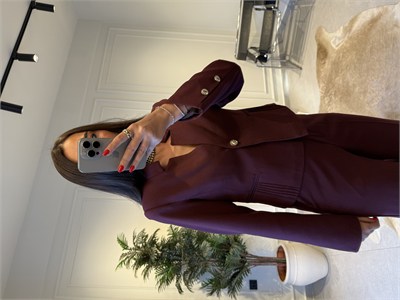 Mürdüm Asimetrik Yaka Blazer Ceket
