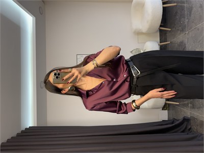 Mürdüm Premium Saten Gömlek