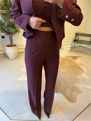 Mürdüm Straight Kesim Kumaş Pantolon