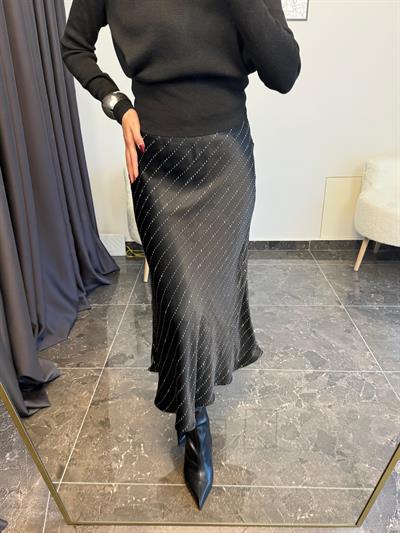 Parıltılı Saten Midi Etek