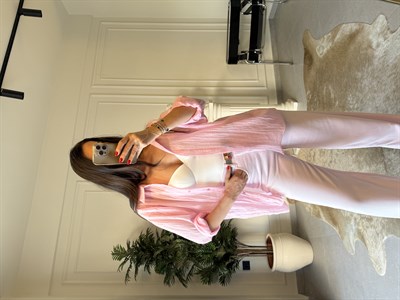 Pembe İthal  Kumaş Pamuk Gömlek 