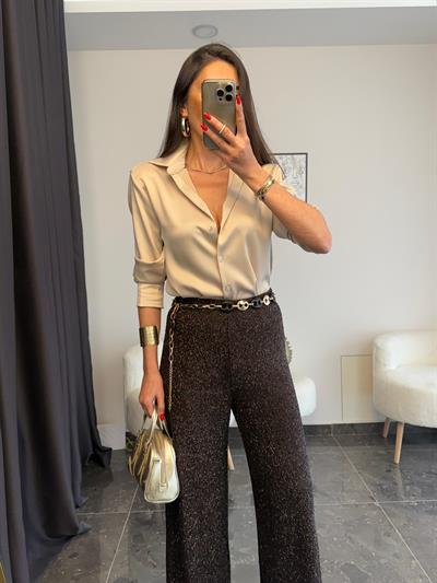 Premium Bej Saten Gomlek 