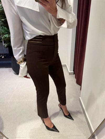 PREMİUM BELİ FERMUAR DETAYLI KUMAŞ PANTOLON 