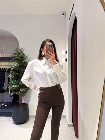 PREMİUM BELİ FERMUAR DETAYLI KUMAŞ PANTOLON 