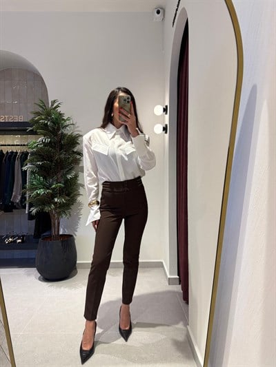 PREMİUM BELİ FERMUAR DETAYLI KUMAŞ PANTOLON 