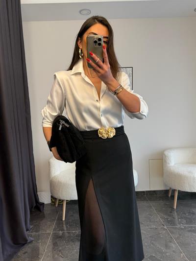 Premium Beyaz Saten Gömlek 