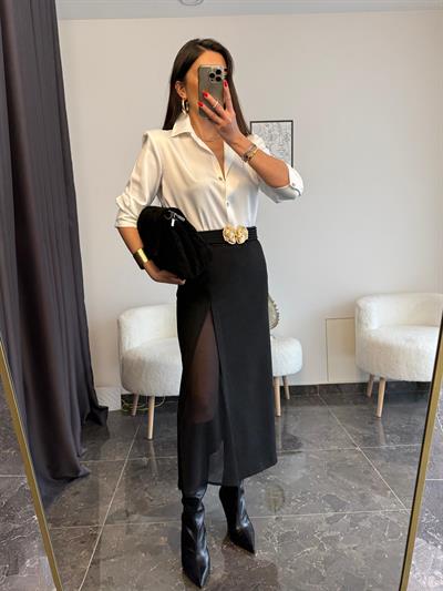 Premium Beyaz Saten Gömlek 