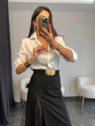 Premium Beyaz Saten Gömlek 