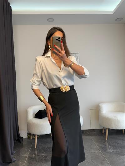 Premium Beyaz Saten Gömlek 