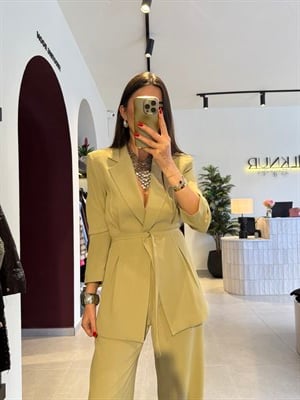 Premium Kalite Çağla Yeşili Ceket Pantolon Takımı