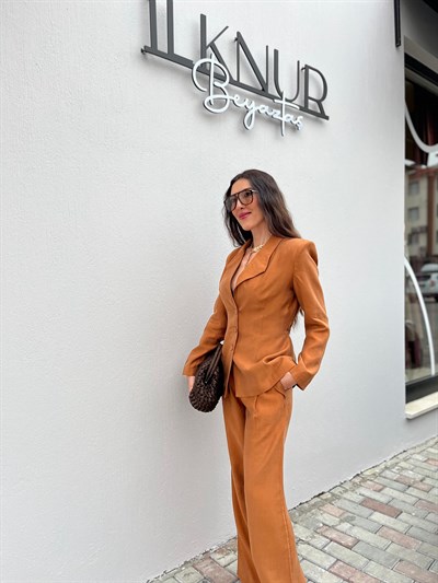 Premium Kalite Kiremit Rengi Ceket Pantolon Takımı