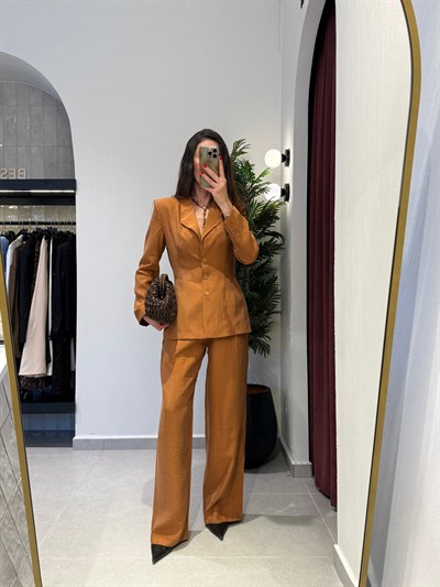 Premium Kalite Kiremit Rengi Ceket Pantolon Takımı