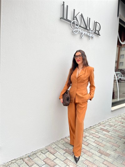 Premium Kalite Kiremit Rengi Ceket Pantolon Takımı