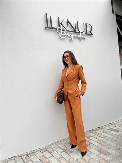 Premium Kalite Kiremit Rengi Ceket Pantolon Takımı