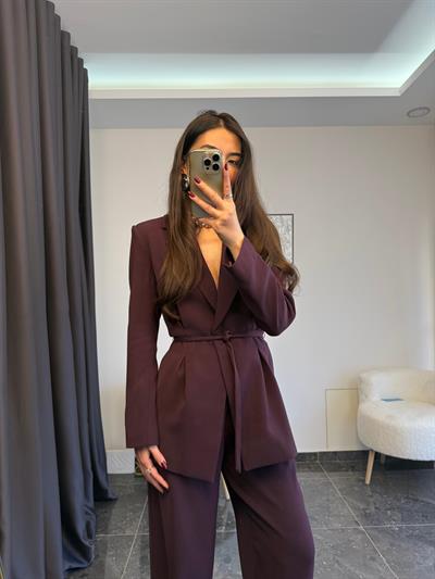 Premium Kalite Mürdüm Ceket Pantolon Takım