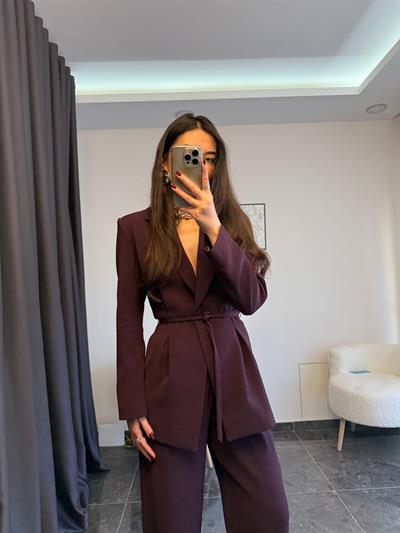 Premium Kalite Mürdüm Ceket Pantolon Takım