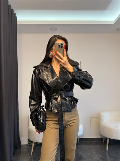 Premium Krokodil Deri Ceket 