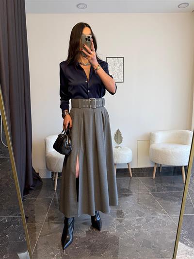 Premium Lacivert Saten Gömlek