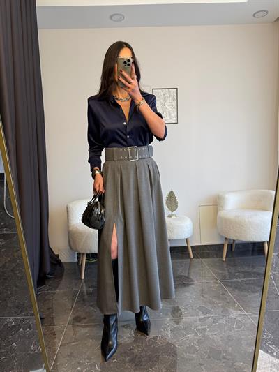 Premium Lacivert Saten Gömlek