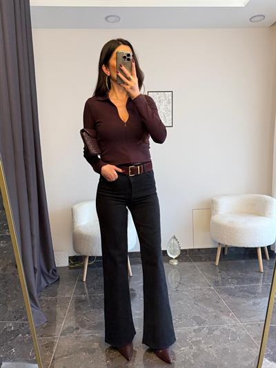 Push-Up Özellikli Kesik Paça İspanyol Jean