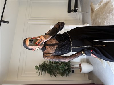 Siyah Dantel Slim Fit Gömlek